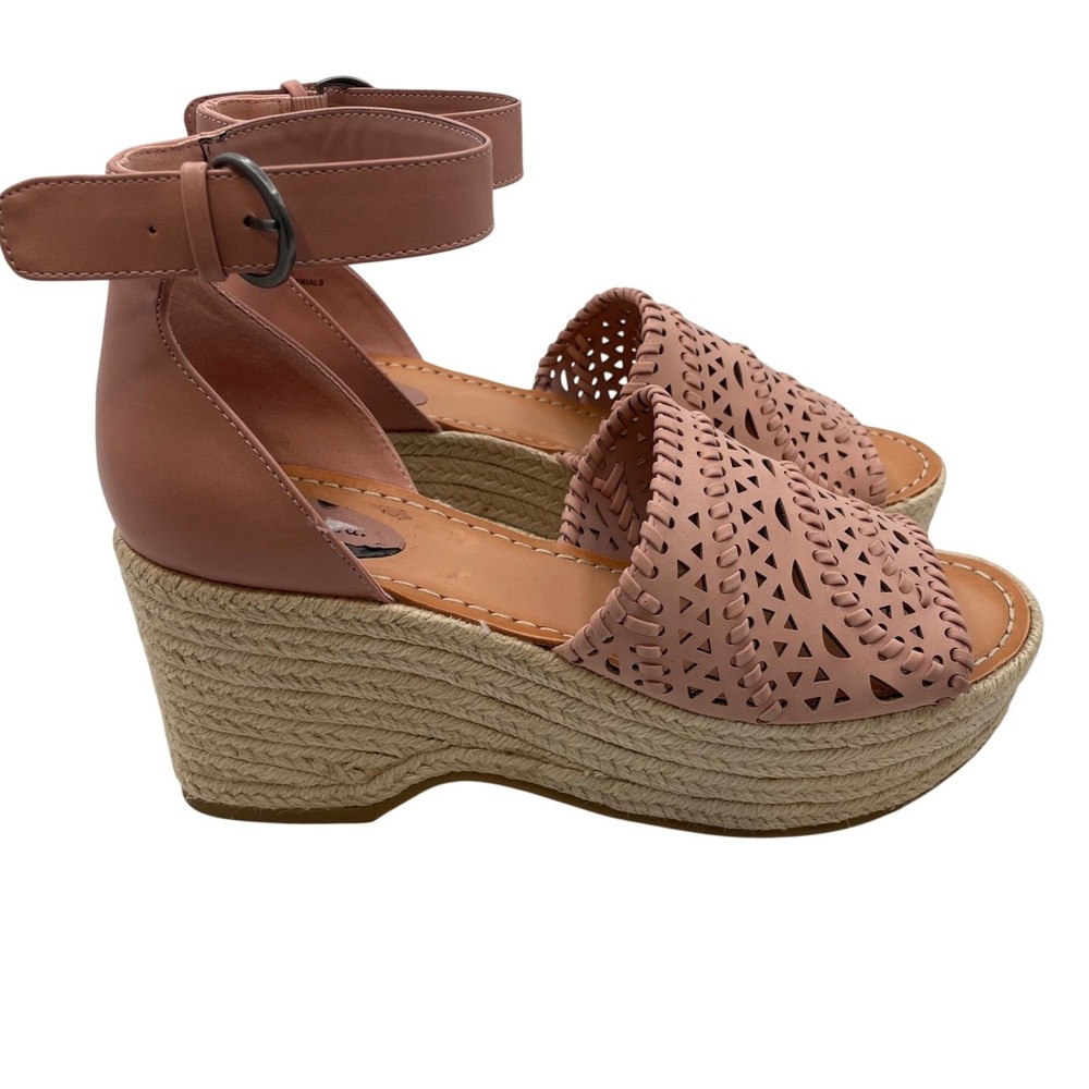 Indigo Rd Jordie Wedge Sandals Pink Laser Cut‎ Espadrille Womens 9 Boho Platform